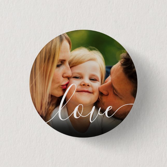 Custom Photo Script Love 3 Cm Round Badge (Front)
