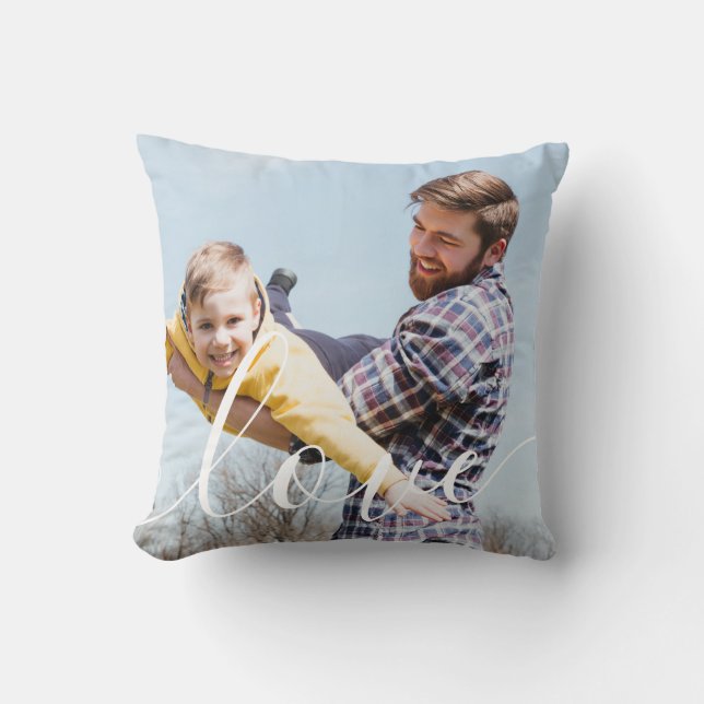 Custom Photo Script Love Family Typography Cushion (Front)