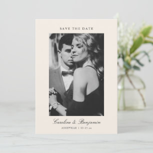 Custom Photo Script QR Ivory Elegant Wedding  Save The Date