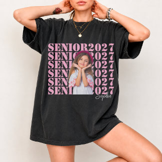 Custom Photo Senior 2027 Personalised Graduation T-Shirt