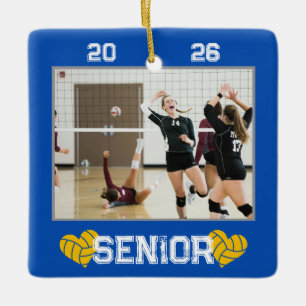 Custom Photo Senior Year Volleyball  Ceramic Ornament