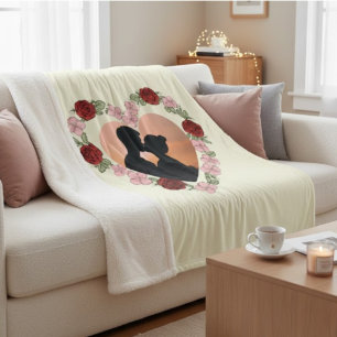 Custom Photo Sherpa Blanket - Romantic Rose Heart