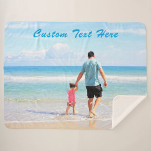 Custom Photo Sherpa Blanket with Text
