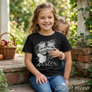 Custom Photo Sibling Sister Script Elegant Tri-Blend Shirt