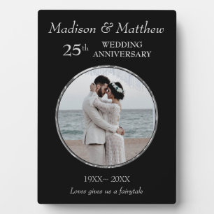 Custom Photo Silver & Black Anniversary Plaque