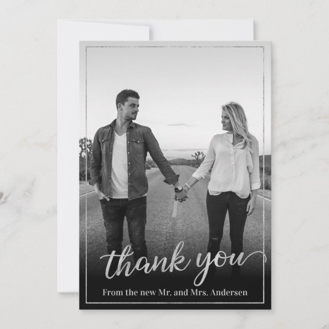 Custom Photo Silver Frame Thank You Card (Front)