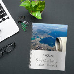 Custom photo silver travel planner<br><div class="desc">A faux silver looking background.  Personalise and add your a photo,  year,  name and a text. The name is written in black with a large modern hand lettered style script.</div>