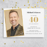 Custom Photo Simple 40th Birthday  Invitation<br><div class="desc">Custom Photo Simple 40th Birthday Invitation. Celebrate a milestone in style with our invitation design that seamlessly blends simplicity and sophistication. The timeless combination of white and gold sets the tone for an elegant affair, ensuring your milestone birthday is a truly classy event. The design features a custom photo element,...</div>