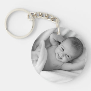 Custom photo simple black and white key ring