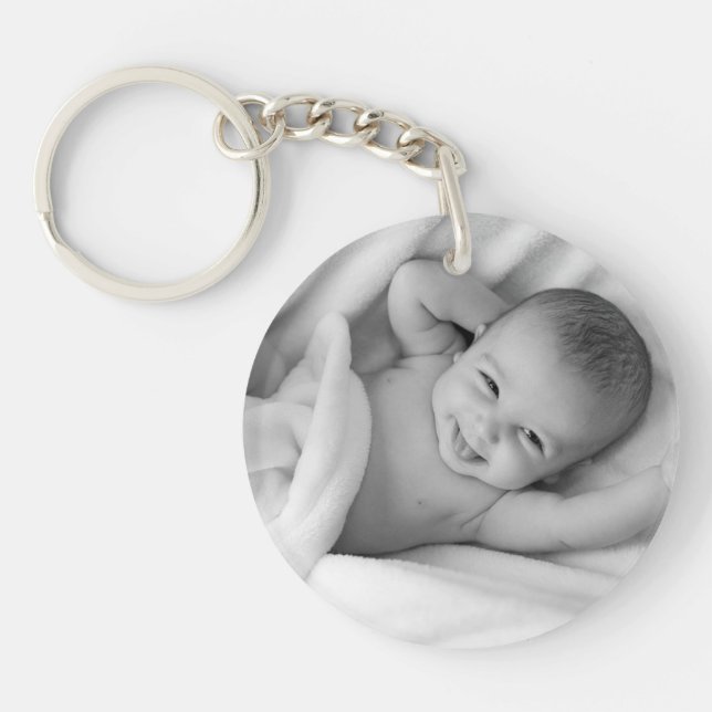 Custom photo simple black and white key ring (Front)