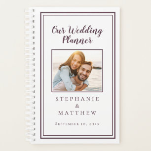 Custom Photo Simple Cassis Purple & White Wedding Planner