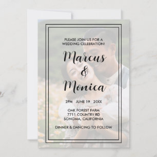 Custom Photo Simple Chic Minimal Wedding Invitation