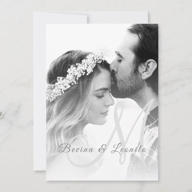 Custom Photo Simple Elegant GV Script Wedding   Invitation (Back)