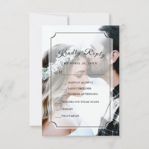 Custom Photo Simple Elegant Script Vertical RSVP Card