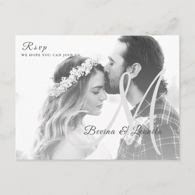 Custom Photo Simple Elegant Script Wedding  Postcard (Front)