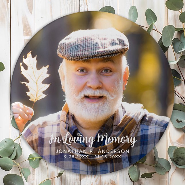 Custom Photo Simple Memorial Personalised Funeral 3 Cm Round Badge (Creator Uploaded)