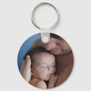 Custom photo simple minimalist dad and baby key ring