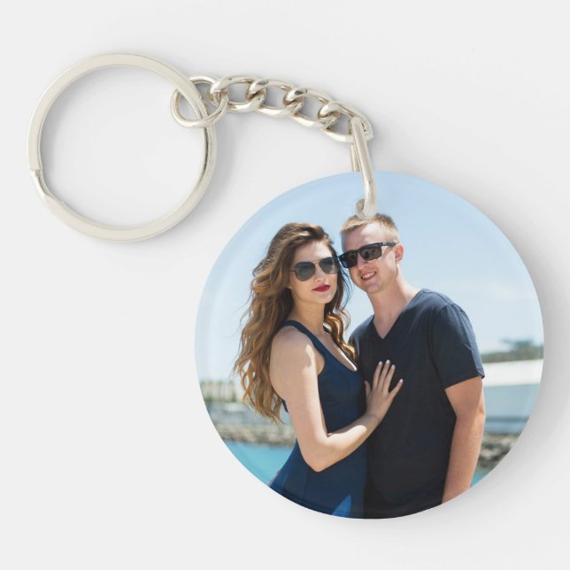Custom photo simple minimalist engagement key ring (Front)
