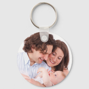 Custom photo simple minimalist family keychain