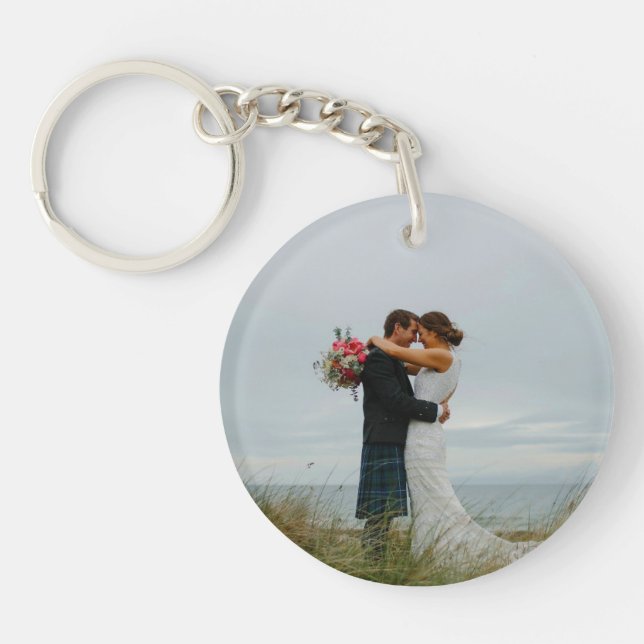 Custom photo simple minimalist Romantic couple Key Ring (Front)