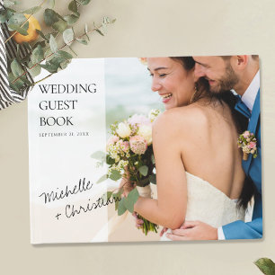 Custom Photo Simple Modern Wedding Guest Book