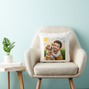 Custom Photo Simple Personalised Dog Child Cushion
