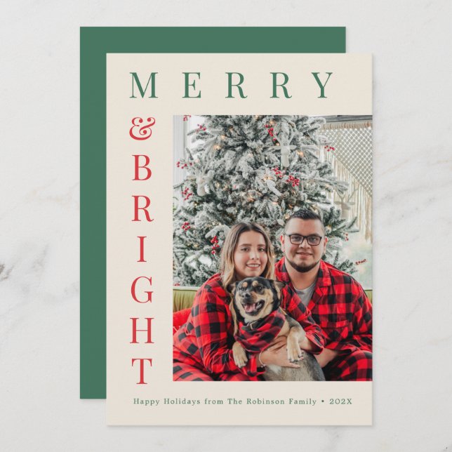 custom photo simple text christmas holiday card (Front/Back)