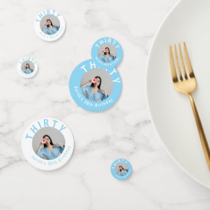 Custom Photo Sky Blue 30th Birthday Table Confetti