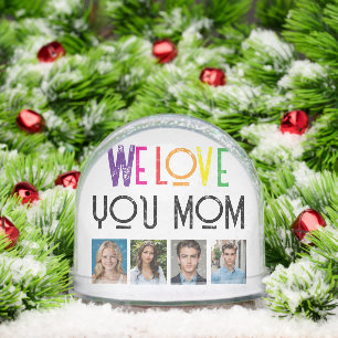 Custom Photo Snow Globe for Mum – Rainbow Text