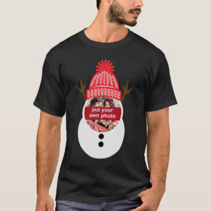 Custom Photo Snowman Christmas T-Shirt
