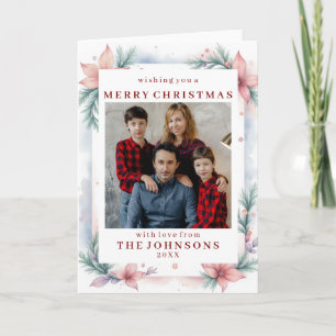Custom Photo Soft Watercolor Christmas Frame Card