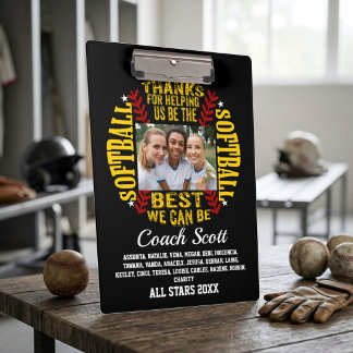 Custom Photo Softball Coach Team Roster Sports Clipboard