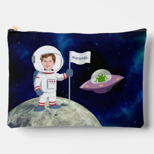 Custom Photo Spaceman on Moon Kids Accessory Pouch