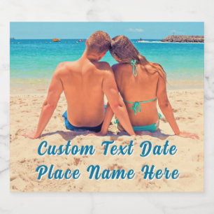Custom Photo Sparkling Wine Label Personalise Text