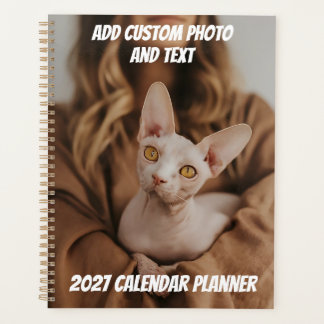 Custom Photo Sphynx Cat Pet Family 2027 Calendar Planner