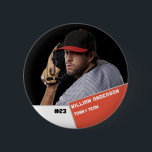 Custom photo sports button / pin Baseball player<br><div class="desc">Custom photo sports button / pin Baseball player 
vintage, papa, dad, father, keepsake, happy fathers day, photo collage, grandpa, birthday gift, christmas gift</div>