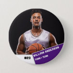 Custom photo sports button / pin basketball player<br><div class="desc">Custom photo sports button / pin basketball player</div>