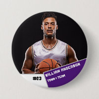 Custom photo sports button / pin basketball player
