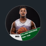 Custom photo sports button / pin basketball player<br><div class="desc">Custom photo sports button / pin basketball player</div>