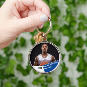 Custom photo sports button / pin basketball player key ring