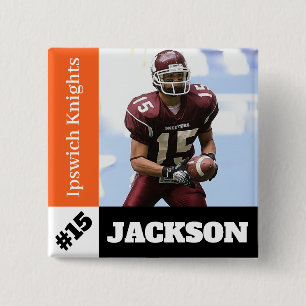 Custom photo sports button / pin football