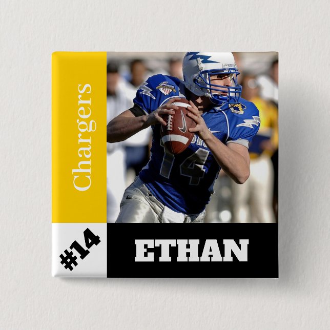 Custom photo sports button / pin football (Front)