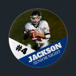 Custom photo sports button / pin football<br><div class="desc">Support your child's athletic endeavours with this custom sports pin. Great for senior nights! Available in a variety of sizes. Lots of options to customise.</div>