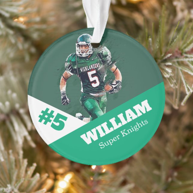 Custom photo sports button / pin football ornament (Tree)