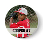 Custom photo sports button / pin with name & #