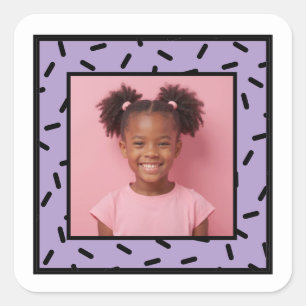 Custom Photo Sprinkle Frame Birthday Party Favours Square Sticker
