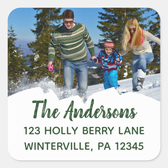 Custom Photo Square Return Address Labels (Front)