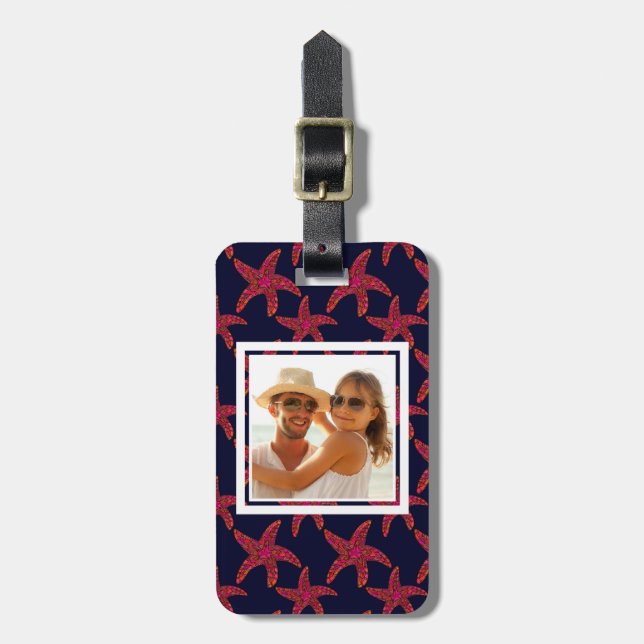 Custom Photo Starfish Style Pattern Luggage Tag (Front Vertical)