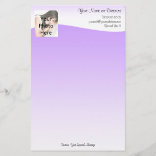 Custom Photo Stationery, Purple Wave Stationery