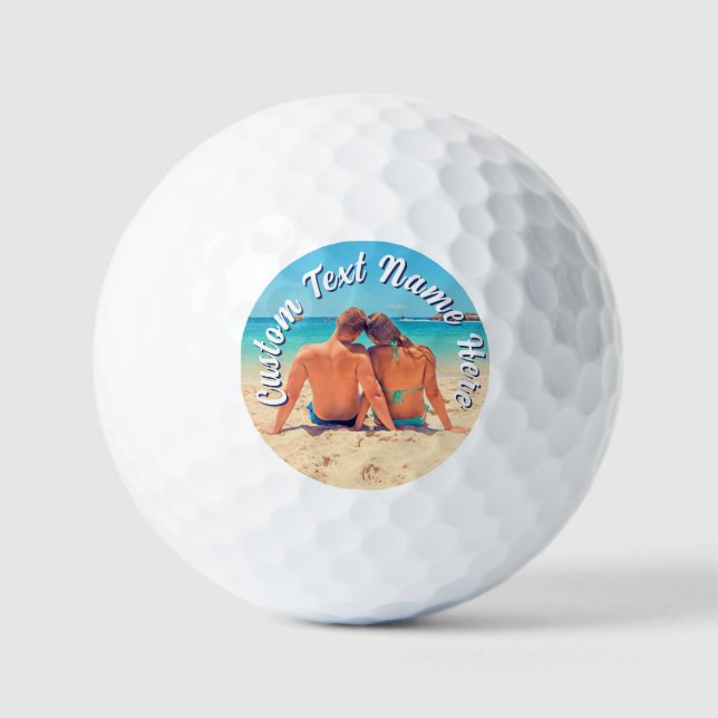Custom Photo Stmps Golf Balls Personalised Text (Front)